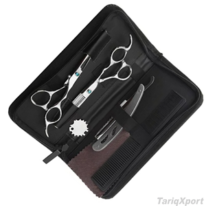 Silver Color Barber Hair Cutting Kit Thinning Scissors <b>Shears</b> German Stainless Steel Hairdressing Razor Kit - Product Image 2