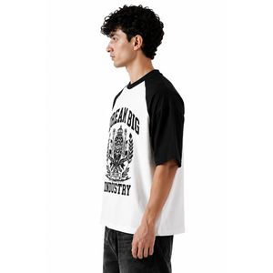 Custom Men's Oversized Raglan T Shirt Black <b>White</b> Short Sleeve Graphic Printed Streetwear Casual <b>Tee</b> OEM ODM - Product Image 3