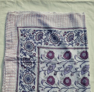 Hand Block Print Cotton <b>Sarong</b> Pareo Purple Floral Beach Wrap Women Summer Cover Up Boho Handmade Scarf - Product Image 3