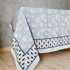 Beautiful Classic Customizable Handmade Block Print Pure Cotton Woven <b>Table</b> Cover Intricate Floral Design Eco-Friendly Durable - Product Image 2