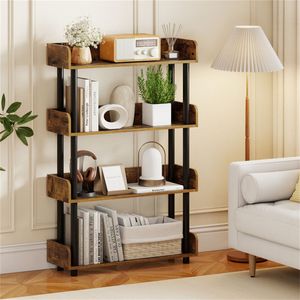 Libreria Aperta a 4 Ripiani Marrone Rustico, Design Moderno Anti-Ribaltamento, Espositore per Casa, Ufficio e Soggiorno - Product Image 6