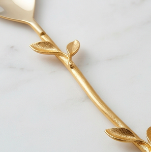 Juego de utensilios para servir ensalada con diseño de hoja dorada, elegantes utensilios metálicos aptos para lavavajillas, para ocasiones de boda - Product Image 2