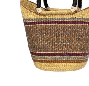 Neutral Tone Seagrass <b>Handbags</b> Black Leather Handle Woven Straw Tote Bag Fashion Women <b>Summer</b> Beach Purse OEM ODM - Product Image 4