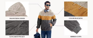 Custom Logo Winter Color Block <b>Sherpa</b> <b>Hoodie</b> Wholesale Oversized Fluffy Fleece Pullover Streetwear Thick Warm Hooded Sweatshirt - Product Image 6