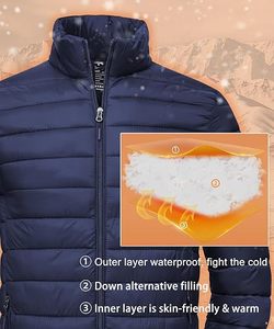 <b>Men's</b> Lightweight Packable Puffer Jacket Waterproof Winter Hood Jacket Custom Packable Quilted Puffer Jacket With Storage <b>Pouch</b> - Product Image 3