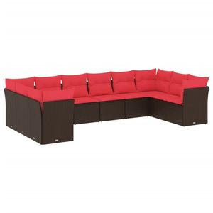 Ensemble de canapés de patio en polyrotin marron, 10 pièces, avec coussins, meubles d'extérieur durables - Product Image 2