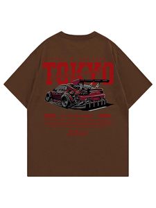 T-shirt graphique oversize homme à manches courtes, impression sérigraphique personnalisée, style streetwear japonais Drift Racing, automobile, grandes tailles - Product Image 1