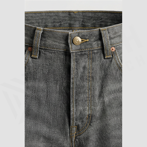 Jean en denim délavé coupe droite pour homme, taille haute, coupe régulière, en coton, style décontracté, pantalon d'automne - Product Image 4