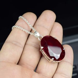 Pendentif en rubis rouge du Cachemire naturel, plaqué or, fait main, argent sterling 925, collier élégant vintage, cadeau de fiançailles - Product Image 5