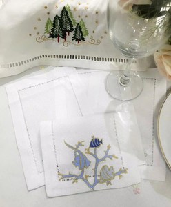 Servilletas de Cóctel Modernas Bordadas con Peces y Corales, Personalizadas al por Mayor, 6*9 Pulgadas, Duraderas, Reutilizables, 100% Algodón, para Eventos - Product Image 5