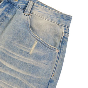 Pantalones Vaqueros Anchos de Hombre Personalizados de Alta Calidad, Estilo Vintage, Transpirables, Casuales, con Efecto Desgastado por el Sol y Dobladillo Rebordeado - Product Image 5