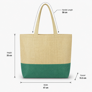Sac fourre-tout de plage en jute laminé, bicolore, avec poignées en coton, réutilisable, pour le shopping, logo personnalisé, vente en gros, OEM, marque privée - Product Image 3