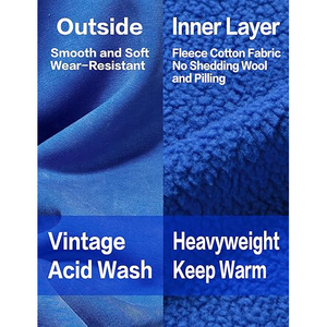 Sudadera con Capucha Extra Grande para Hombre, Azul Sólido, Algodón French Terry, Informal, con Bolsillo Delantero, para Otoño - Product Image 6