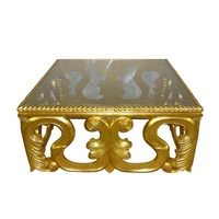 Table basse en feuille d'or, Table à thé peinte en argent, Table centrale en bois conçue pour l'ameublement de meubles de maison français