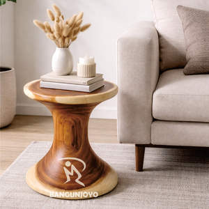 Suar Wood Stool with Durable Minimalist Design for Living Room Bedroom Apartment & Hotel Use - Product Image 1