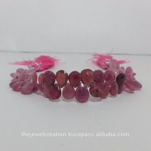 Perles de pierres précieuses en rubis naturel facetté en forme de poire de 4 mm et 6 mm, en fil, pour la fabrication de bijoux, fournisseur régulier en gros - Product Image 2
