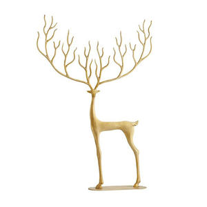 Pièce d'art en aluminium métallique de luxe contemporain en forme de renne, décoration de Noël haut de gamme, taille et couleur personnalisables en usine - Product Image 1