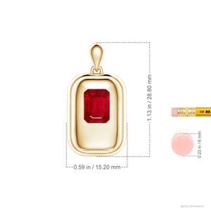 14K <b>Solid</b> <b>Gold</b> Emerald-Cut Natural Red Ruby Precious Gemstone Men's Charm Handmade <b>Pendant</b> With Chain Bold Punk Design <b>Pendant</b> - Product Image 4