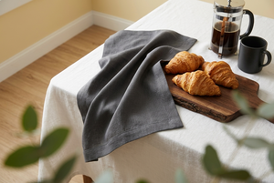 Charcoal Gray <b>Linen</b> Kitchen <b>Towel</b> Square Woven Solid Color <b>Tea</b> <b>Towel</b> Table Napkin - Product Image 3