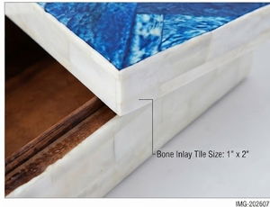 กล่องใส่เครื่องประดับทรงสี่เหลี่ยมทันสมัย ทำจาก MDF ฝาปิดทาสีน้ำเงิน ตกแต่งด้วยเรซิ่น กล่องเก็บของ 1 ชั้น สำหรับใส่เครื่องประดับ - Product Image 3