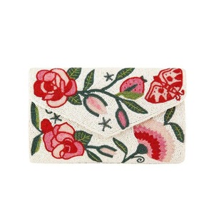Personalized Custom Glass Beaded Tote Bag Custom Color Shape Wedding Bridesmaid Gift Blue Floral Design <b>MS</b> Handicraft Certified - Product Image 4