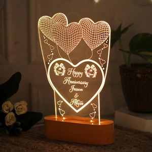 Most Selling Personalized 3D Illusion <b>LED</b> Lamp Special for Anniversary Custom Acrylic Night <b>Light</b> Romantic Gift for Husband Wife - Product Image 1