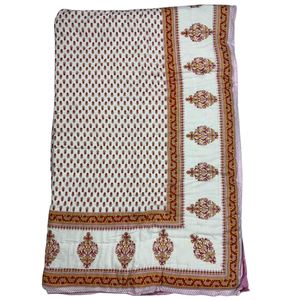 Couette réversible 100 % coton imprimée au bloc de Jaipur, motif floral pigmenté, 300 fils/cm², toutes saisons, pour la maison, l'hôtel, les cadeaux, lit simple - Product Image 1