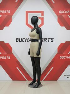 Ensemble de sport pour femme : soutien-gorge sans coutures et short taille haute, tissu extensible en nylon et élasthanne, respirant, coupe ajustée, idéal pour la gym, le yoga et les entraînements. - Product Image 3