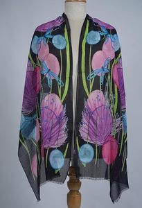 ผ้าพันคอพิมพ์ลายพฤกษศาสตร์สำหรับผู้หญิง ผ้าบางเบา ผ้าคลุมไหล่ยาว ผ้าคลุมไหล่แฟชั่นทันสมัย เครื่องประดับคอเนื้อนุ่มสำหรับการสวมใส่เป็นชั้นๆ - Product Image 2