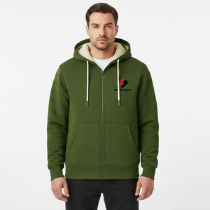 Sudadera con capucha para hombre, de algodón grueso, corte regular, informal, cortavientos, ecológica, con cremallera completa, personalizable - Product Image 5