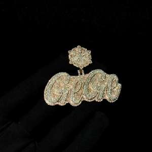 Colgante personalizado de plata 925 con letras estilo hip hop, colgante con nombre personalizado con incrustaciones de moissanita, colgante con inicial y logotipo para hombre - Product Image 6