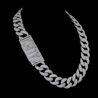 Collier Prestige Plate Cuban Chain Kingpin Iced Cuban Link Diamond Vault Monarch Plate Elite Block Or Blanc 24 Carats Rhodié