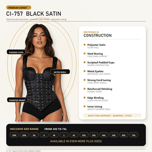Corsé Moldeador de Satén Negro para Mujer con Cordones Delanteros, Control Firme de Abdomen, Faja Reductora para Uso Diario - Product Image 5