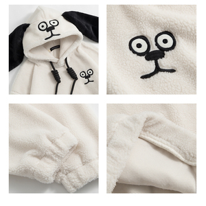 OEM Manufacturer Wholesale Winter Custom Logo Dog <b>Ear</b> Men Hoodie Embroidery Unisex Casual Thick Fluffy Fleece Sherpa Hoodie - Product Image 4