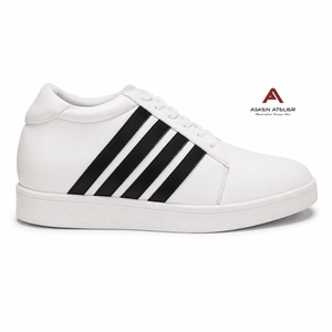 Baskets basses blanches pour hommes avec talon dissimulé, légères, respirantes, antidérapantes, à lacets, chaussures décontractées pour le quotidien - Product Image 3
