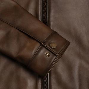 Blouson Bomber Homme Printemps Décontracté Extérieur Léger en Laine Col V Fermeture Éclair Cuir Véritable Écologique Personnalisé Imperméable - Product Image 5