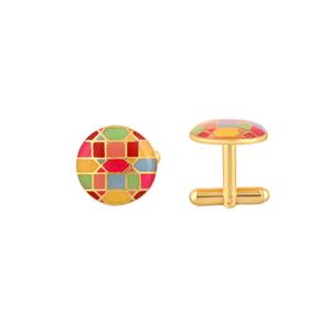 Mancuernillas Redondas de Lujo con Baño de Oro y Esmalte Multicolor para Hombre, Accesorios Geométricos para Camisa Formal, Regalo de Boda o Negocios - Product Image 3