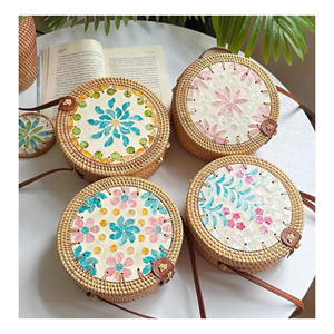 Rattan Bag MOP Handcrafted Wicker <b>Handbag</b> for Elegant Beach Styling Vietnam Origin - Product Image 3