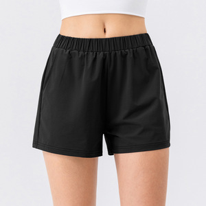 Shorts de yoga d'été respirants et à séchage rapide pour femmes, taille élastique, 100 % coton, couleur unie, pour le tennis, le sport et la course à pied - Product Image 1