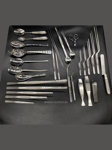 GRANDE VENTE Ensemble d'outils de présentation professionnels en acier inoxydable pour chefs |   Kit de pinces, cuillères, spatules et ciseaux de cuisine |   Ustensiles de cuisine - Product Image 4