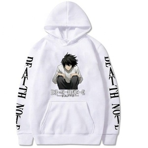 Sweat à capuche Death Note Light Yagami Anime pour homme, blanc camouflage, décontracté, en polaire, 100% coton, coupe classique, avec poches, style hiver - Product Image 1