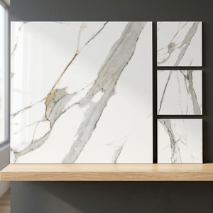 Azulejos de Porcelana Brillante con Patrón de Mármol Moderno de 20 mm, 600x600 mm, para Baño y Uso en Exteriores, Adhesivos, para Pisos Interiores de Villas - Product Image 6