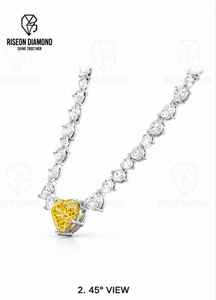 Collar de tenis de lujo con diamantes en forma de corazón amarillo, oro blanco de 18K, diamantes blancos con corte de corazón continuo, joyería fina nupcial de lujo - Product Image 2