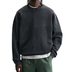 Sudadera de hombre OEM personalizada con bordado 3D, cuello redondo, peso pesado, 100% algodón, forro grueso, estilo oversize, para invierno, anti-bolitas - Product Image 4