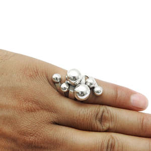 Multiple Silver Ball <b>Ring</b> Handmade 925 Sterling Silver Minimalist Stackable <b>Ring</b> For Women Bohemian Jewelry For Anniversary Gift - Product Image 2