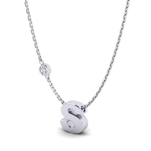 Colgante con Letra S y Diamante Redondo con Engaste Pong en Plata 925 y Moissanita, Colgantes y Dijes de Moda - Product Image 3