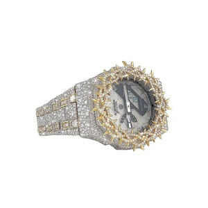 Montres Moissanite entièrement serties de diamants, demi-plateau, pièces intemporelles, boîtier rond en argent sterling pour la fonctionnalité - Product Image 3