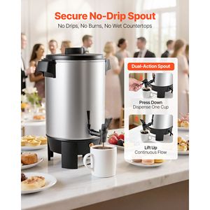 Urna per Caffè Commerciale da 30 Tazze, 152oz, con Rubinetto Anti-Goccia, 1090W, Preparazione Rapida, Automatica, in Legno di Teak - Product Image 5
