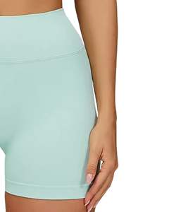 Conjunto de sujetador sin costuras y pantalones cortos de cintura alta para mujer, color verde menta, suave, elástico, transpirable, moldeador, ropa deportiva, conjunto para hacer ejercicio y fitness. - Product Image 5
