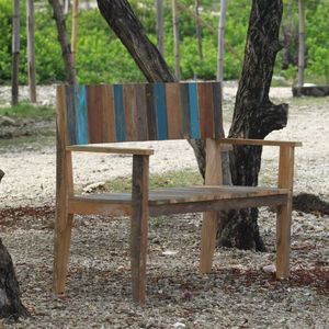 Banco de Patio de Madera Pintada Reciclada de Estilo Rústico, 2 Plazas, Muebles de Exterior Duraderos, Estilo Antiguo, Estructura de Madera Sólida, Modelo BEN02 - Product Image 3